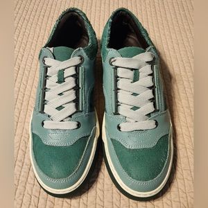 Lanvin Summer 2014 Rare Laser-cut Teal Green Leather Skater Sneaker sz 10